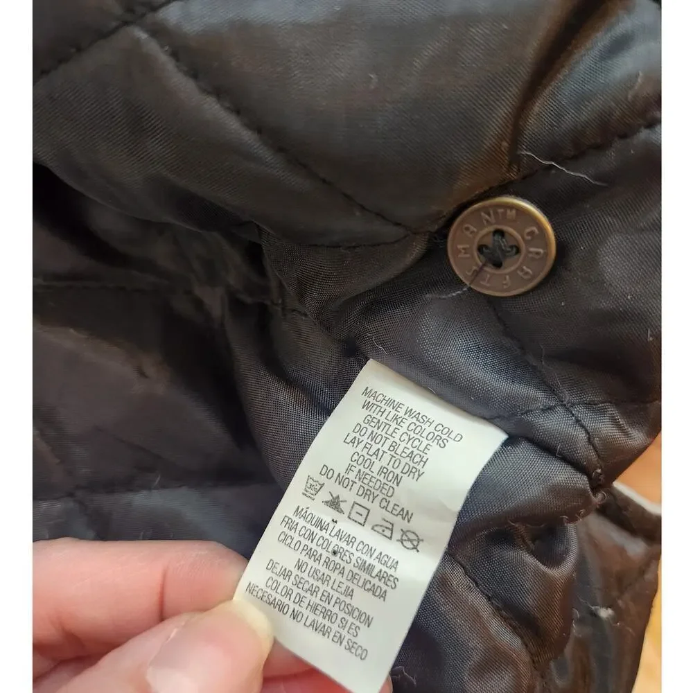 Craftsman hooded flannel jacket quilted lining men's sz XL black gray